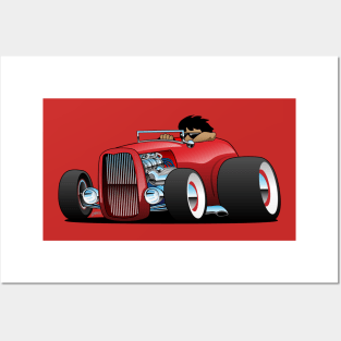 Highboy hot rod red roadster Posters and Art